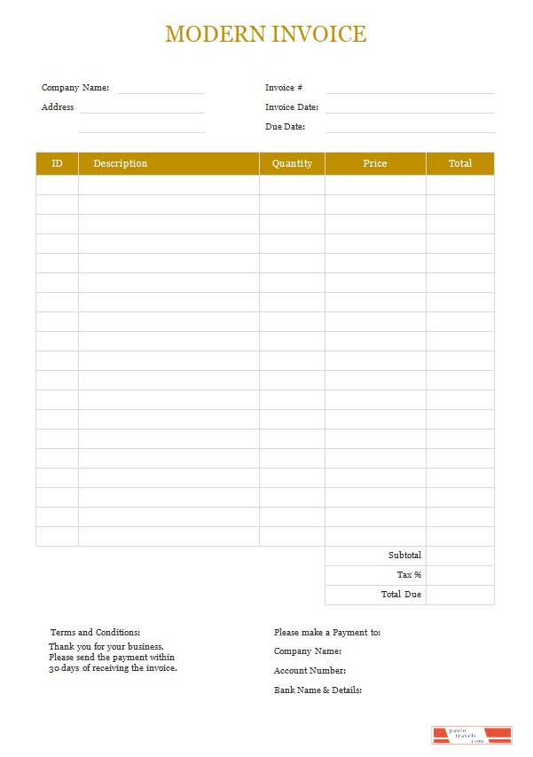 Free Modern Invoice Template PSD template